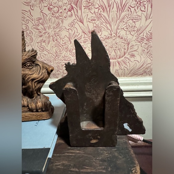 Set of 3 Scottie dog bookends and card holder Syroco Wood - Picture 5 of 8